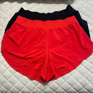 Women's Red and Black Athletic Shorts